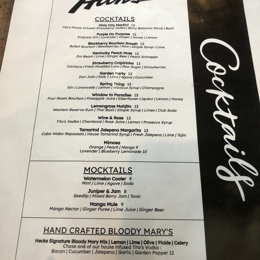 Hecks - Drink menu - Breakfast & Brunch Near Me - Cleveland, Ohio Hecks - Drink menu - Breakfast & Brunch Near Me - Cleveland, Ohio