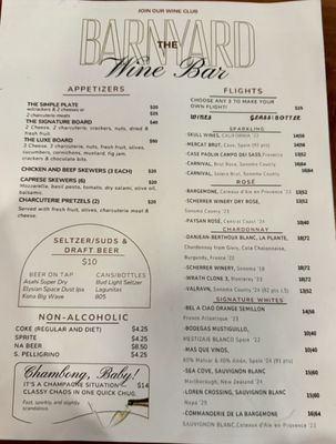 Menu photo 1 The Barnyard Wine Bar Danville, CA