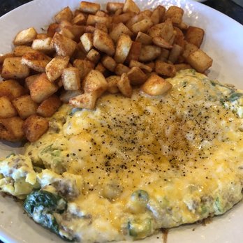 The Cracked Egg - Joe's scramble with seasoned ground beef, scallions, spinach, jack & cheddar cheese and cream cheese. Served with season potatoes. Yum! - Breakfast & Brunch Near Me - Henderson, Nevada The Cracked Egg - Joe's scramble with seasoned ground beef, scallions, spinach, jack & cheddar cheese and cream cheese. Served with season potatoes. Yum! - Breakfast & Brunch Near Me - Henderson, Nevada