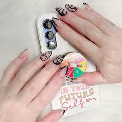4H Nails and Spa - Dip powder with black butterfly design!