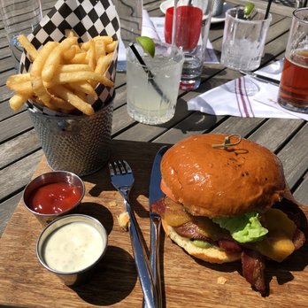 Jetty Bar & Grille - Grilled chicken sandwich with fries - Seafood Near Me - Everett, Washington