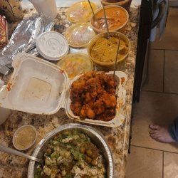 A feast! Samosa chaat, Gobi 65 (cauliflower), chicken korma, butter chicken, lamb vindaloo, and some naan and rice. 1.29.23