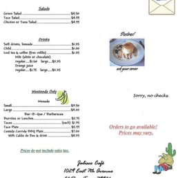 Menu back cover