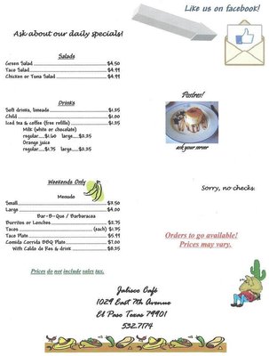 Menu photo 6 Jalisco Cafe El Paso, TX