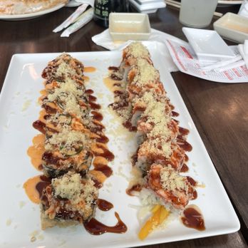 Koi Sushi & Hibachi - Dinosaur roll and Mango shrimp - Sushi Bars Near Me - Durham, North Carolina Koi Sushi & Hibachi - Dinosaur roll and Mango shrimp - Sushi Bars Near Me - Durham, North Carolina