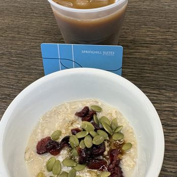 SpringHill Suites by Marriott Orlando Lake Nona - Oatmeal and cold brew coffee - Hotels Near Me - Orlando, Florida SpringHill Suites by Marriott Orlando Lake Nona - Oatmeal and cold brew coffee - Hotels Near Me - Orlando, Florida