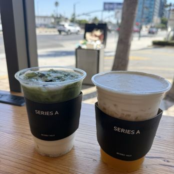 Series A Coffee - pear matcha + mango sticky rice tea - Coffee & Tea Near Me - Beverly Hills, California