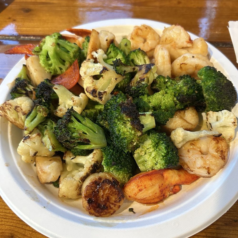 L&J's Fish Tale - Sautéed seafood dish - Lobster, shrimp, and scallops. Double veggies, no rice. - Seafood Near Me - Madison, Connecticut