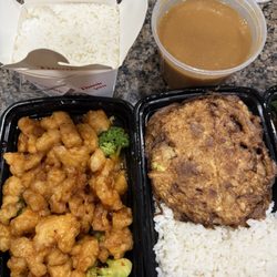 H10. White Meat General Tso's Chicken and 49. Beef Egg Foo Young