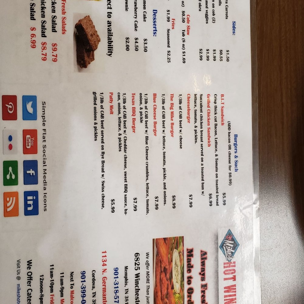 Mike's Hot Wings & Such - menu - Chicken Wings Near Me - Collierville, Tennessee Mike's Hot Wings & Such - menu - Chicken Wings Near Me - Collierville, Tennessee