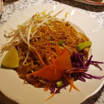Chiangmai Thai Restaurant - Pad thai with a garnish of carrot shaped into a butterfly. The presentation is so beautiful! - Thai Near Me - Naugatuck, Connecticut Chiangmai Thai Restaurant - Pad thai with a garnish of carrot shaped into a butterfly. The presentation is so beautiful! - Thai Near Me - Naugatuck, Connecticut
