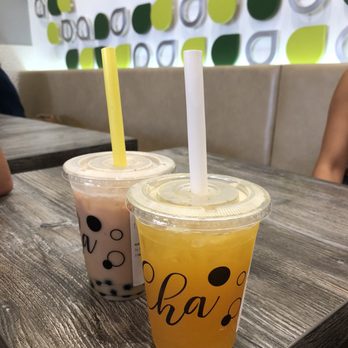 Cha For Tea - Regular Mango Green Tea W/ Aloe & Almond Milk Tea W/ Boba - Coffee & Tea Near Me - Irvine, California Cha For Tea - Regular Mango Green Tea W/ Aloe & Almond Milk Tea W/ Boba - Coffee & Tea Near Me - Irvine, California