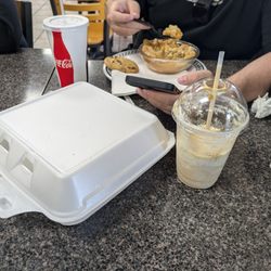 Village Baking Company & Cafe - My finished food and my friends pot pie lol, I also recommend the pot pie.