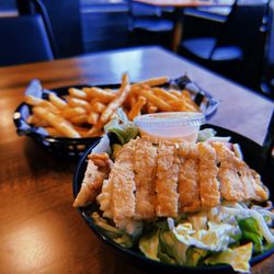 Chicken salad and fries
