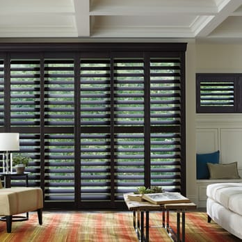 Dave's Shutter & Blind - Hunter Douglas Heritance Wood Shutters. Distressed, Sliding Panels - Shades & Blinds Near Me - Overland Park, Kansas Dave's Shutter & Blind - Hunter Douglas Heritance Wood Shutters. Distressed, Sliding Panels - Shades & Blinds Near Me - Overland Park, Kansas