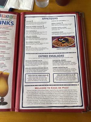 Menu photo 1 Casa De Pico La Mesa, CA