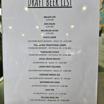 Miller's Smokehouse - Draft beer list - Barbeque Near Me - Belton, Texas
