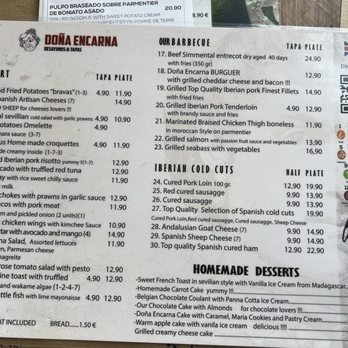Dona Encarna - Menu - Tapas Bars Near Me - Seville, SE