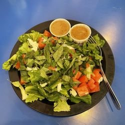 American Dream Pizza - Roman Holiday salad with honey mustard on the side
