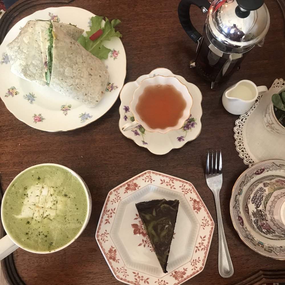 Open Door Tea - Chai latte, vegan matcha chocolate cake, tea and chicken wrap - Tea Rooms Near Me - Stratford, Connecticut