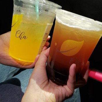 Cha For Tea - Peach passion mint refresher and lychee black tea with boba - Coffee & Tea Near Me - Irvine, California Cha For Tea - Peach passion mint refresher and lychee black tea with boba - Coffee & Tea Near Me - Irvine, California