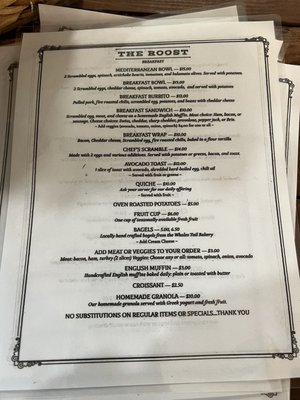 Menu photo 2 The Roost Wheeler, OR