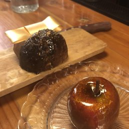What looks like an apple is actually foie pate :) What looks like an apple is actually foie pate :)