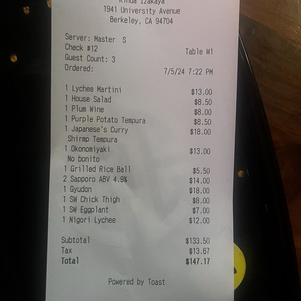 Kinda Izakaya - The check - Tapas/Small Plates Near Me - Berkeley, California Kinda Izakaya - The check - Tapas/Small Plates Near Me - Berkeley, California