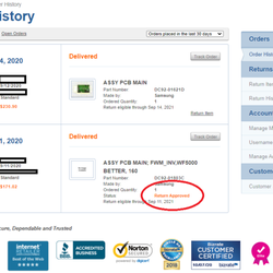 Appliance Parts Pros - Return approved, but instead of a refund they claimed the part was defective and that they threw it away. What a scam.