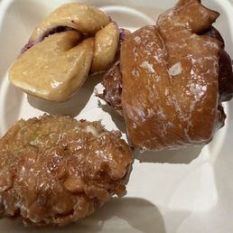Apple fritter, Bearclaw and blueberry cream cheese twist