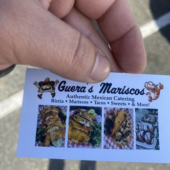 Guera’s Mariscos - a hand holding a business card - Pop-up Shops Near Me - Oakland, California Guera’s Mariscos - a hand holding a business card - Pop-up Shops Near Me - Oakland, California