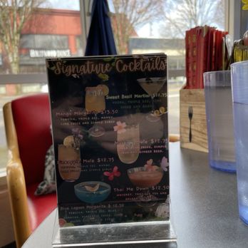 Daria Vegan House - Cocktail menu on the table - Thai Near Me - Portland, Oregon Daria Vegan House - Cocktail menu on the table - Thai Near Me - Portland, Oregon