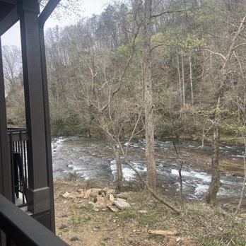 The Mill Grill - View from covered patio by the river! - Salad Near Me - Dahlonega, Georgia