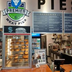 Premier Meat Pies - Counter and menu