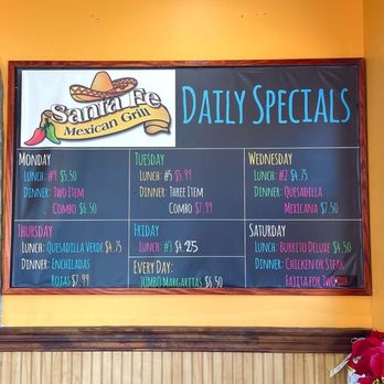 Santa Fe Mexican Grill - Daily specials - Mexican Near Me - Greensboro, North Carolina Santa Fe Mexican Grill - Daily specials - Mexican Near Me - Greensboro, North Carolina