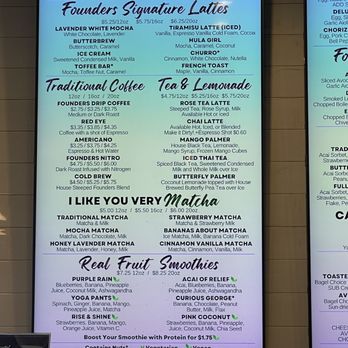 Founders Coffee - Menu 8/26/23 - Coffee & Tea Near Me - Las Vegas, Nevada Founders Coffee - Menu 8/26/23 - Coffee & Tea Near Me - Las Vegas, Nevada