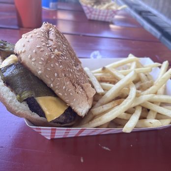 Char-Pit - Mexican burger w/ small fries - American Near Me - Kings Beach, California Char-Pit - Mexican burger w/ small fries - American Near Me - Kings Beach, California