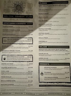 Menu photo 2 Helium Comedy Club / Elements Bar & Grille Buffalo, NY
