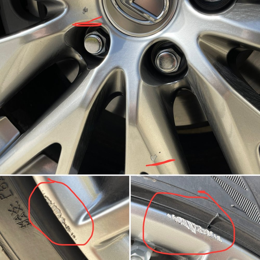 Multiple scratches on both driver side rims.