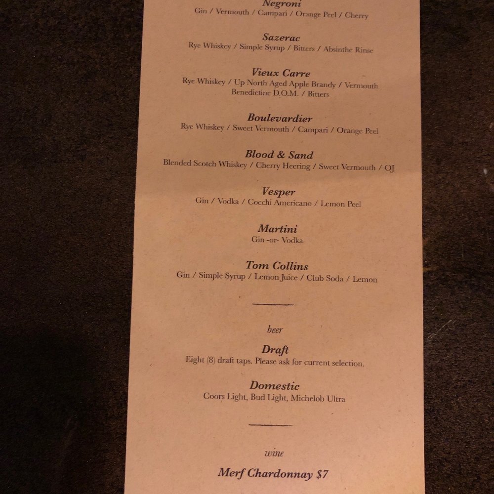 The Bee's Knees Whiskey Bar - Drink menu back - Cocktail Bars Near Me - Hayden, Idaho The Bee's Knees Whiskey Bar - Drink menu back - Cocktail Bars Near Me - Hayden, Idaho