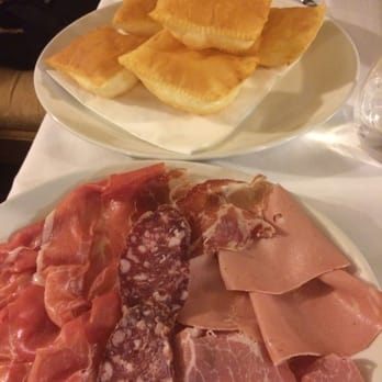 Trattoria del Tribunale - Torta Fritta (fried dough, pan fritto), Salami tasting plate (prosciutto di parma, mortadella, and more), + Marcello Lambrusco! - Italian Near Me - Parma, Puerto Rico