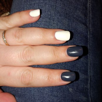 Serene Nails & Spa - Slate and white shellac with a matte finish! (This is already a week in and still looking good!!) - Nail Salons Near Me - Houston, Texas Serene Nails & Spa - Slate and white shellac with a matte finish! (This is already a week in and still looking good!!) - Nail Salons Near Me - Houston, Texas