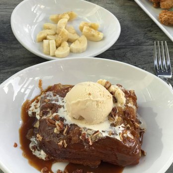 Trust - Sticky bun with vanilla ice cream and bananas (on the side) - New American Near Me - San Diego, California Trust - Sticky bun with vanilla ice cream and bananas (on the side) - New American Near Me - San Diego, California