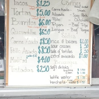 El Rey Del Taco - Menu as of 6/7/2012 - Food Trucks Near Me - Seattle, Washington El Rey Del Taco - Menu as of 6/7/2012 - Food Trucks Near Me - Seattle, Washington
