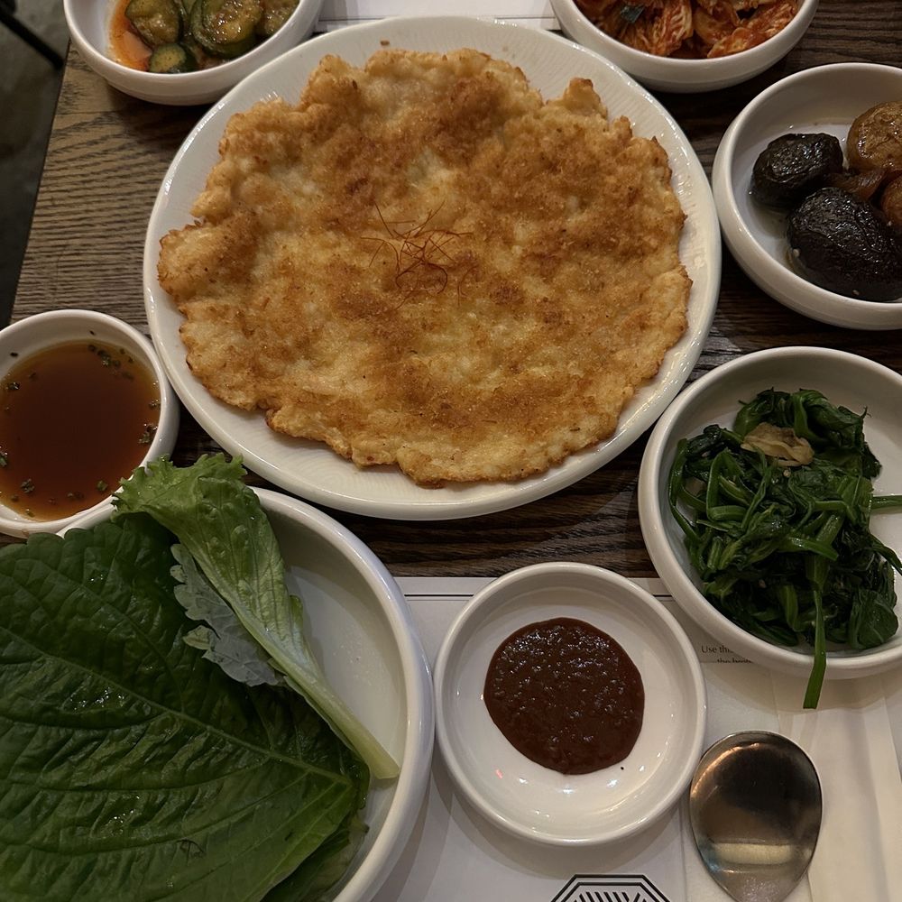 Sam Woo Jung - Shrimp Pancake and banchans - Korean Near Me - New York, New York Sam Woo Jung - Shrimp Pancake and banchans - Korean Near Me - New York, New York