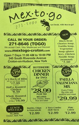 Menu photo 2 Mex-to-go Croton On Hudson, NY Menu photo 2 Mex-to-go Croton On Hudson, NY
