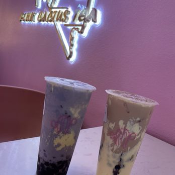 Pink Cactus Tea - Taro Taro and Oreo Cookie Cake - Bubble Tea Near Me - Las Vegas, Nevada