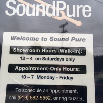 Sound Pure - Hours as of 10/5/2015 call to make an appt - Musical Instruments & Teachers Near Me - Durham, North Carolina Sound Pure - Hours as of 10/5/2015 call to make an appt - Musical Instruments & Teachers Near Me - Durham, North Carolina