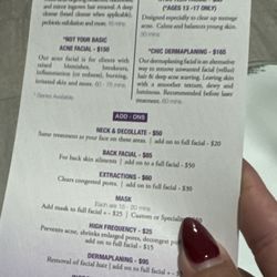 Not Your Basic Chic - Menu so stuff is stuff is older but it's pretty much the same