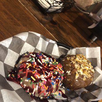 Glazed Over Donuts - Lemon glaze/sprinkles/raspberry drizzle, Chocolate & hazelnut glaze/almonds/caramel drizzle. - Donuts Near Me - Beacon, New York